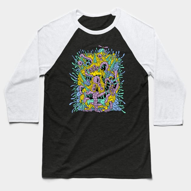 ROLLER SKATES MONSTER Baseball T-Shirt by Joey Souza